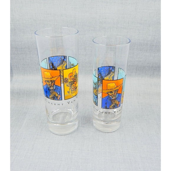 Spirits by Vincent Van Gogh Tall Shot Glasses Artwork Barware Drinkware Set of 2 - Picture 3 of 10